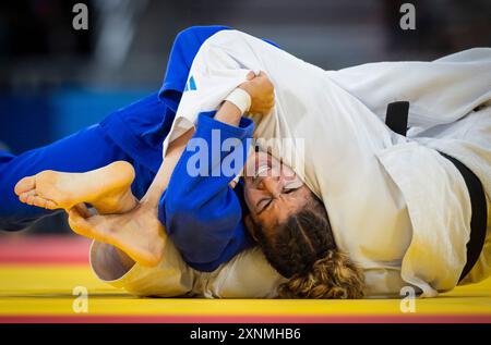 Paris, France. 01 août 2024. Patricia Sampaio (POR) BELLANDI Alice vs SAMPAIO Patricia Italie vs Portugal Paris 2024 Jeux Olympiques Judo - femmes -78 kg demi-finale Olympische Spiele 01.08.2024 crédit : Moritz Muller/Alamy Live News Banque D'Images