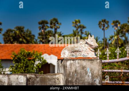 Statue de Nandi sur l'île de Nainativu : un symbole culturel Banque D'Images