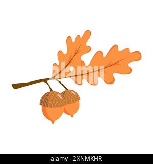 Feuilles de chêne et de glands Illustration de Vecteur