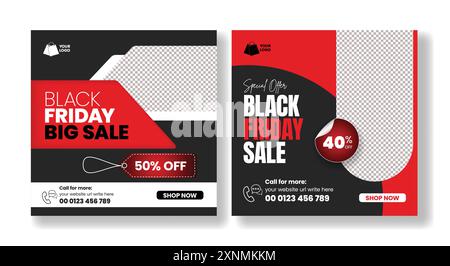 Black Friday super vente modèle de bannière de médias sociaux conception Illustration de Vecteur