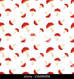 motif sans couture avec champignon agarique mouche Illustration de Vecteur