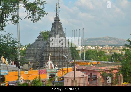 World Fames mokshdayani le temple Vishnu pad pour la religion hindoue à Gaya, Bihar en Inde. Des milliers de pèlerins viennent ici chaque jour pour offrir Pind Daan. Banque D'Images