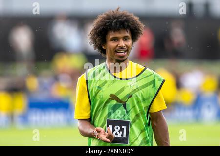 Bad Ragaz, Suisse. 01 août 2024. Football : Bundesliga, début du camp d'entraînement Borussia Dortmund en Suisse. Karim Adeyemi réagit. Crédit : David Inderlied/dpa/Alamy Live News Banque D'Images