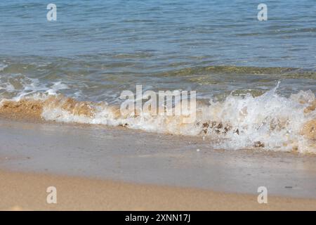 Les vagues s'écrasent sur Sandy Beach Banque D'Images