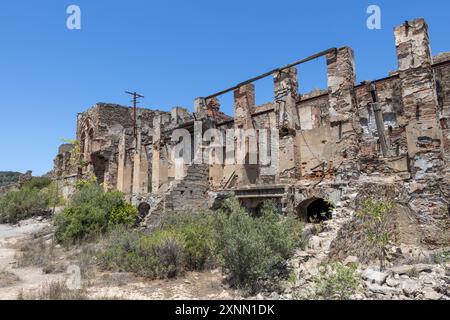 Ruines de la mine d'Ingurtosu abandonnée en Sardaigne Banque D'Images