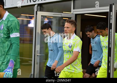 Nordragota, Îles Féroé. 01 août 2024. Matisse Samoise de Gand photographié lors du match opposant l'équipe belge de football KAA Gent et Féroé Vikingur, le match retour du 2e tour de qualification de l'UEFA Conference League, jeudi 1er août 2024 à Nordragota, aux îles Féroé. Gent a remporté la première étape 4-1. BELGA PHOTO JILL DELSAUX crédit : Belga News Agency/Alamy Live News Banque D'Images