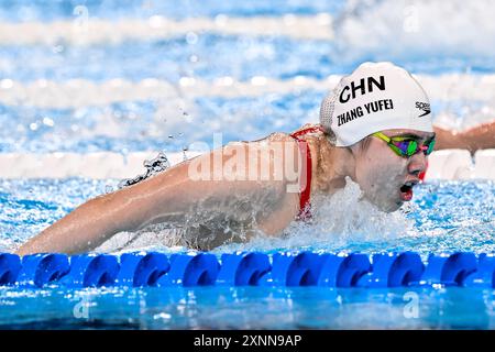 Paris, France. 01 août 2024. Yufei Zhang, de Chine, participe à la finale féminine de natation 200 m papillon aux Jeux Olympiques de Paris 2024 à la Defense Arena à Paris (France), le 1er août 2024. Crédit : Insidefoto di andrea staccioli/Alamy Live News Banque D'Images