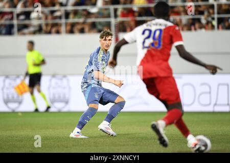 BACKA TOPOLA, 01-08-2024, TSC Arena, football, UEFA Europa League deuxième tour de qualification, saison 2024 / 2025, Voïvodine - Ajax, joueur Ajax Mika Godts Banque D'Images