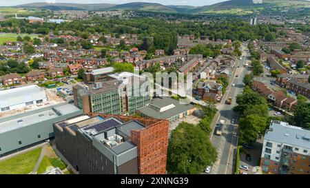 Vue aérienne Ashton sous Lyne Tameside, Tameside College Banque D'Images