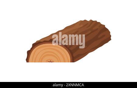 La moitié de la section de bûche d'arbre avec l'écorce brune, illustration vectorielle de matériau de construction Illustration de Vecteur
