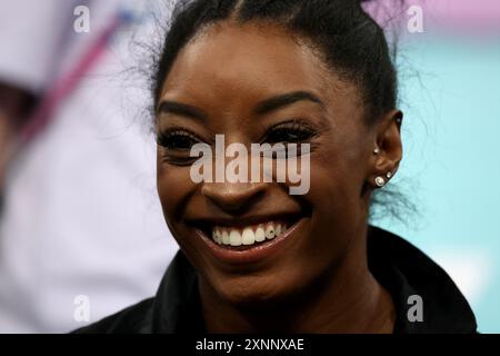 Paris, France. 01 août 2024. Paris, France. 1er août 2024. Simone Biles des États-Unis lors de la finale féminine. Au Bercy Arena pendant la sixième journée des Jeux Olympiques de Paris 2024, Paris, France. Crédit : Adam Stoltman/Alamy Live News Banque D'Images