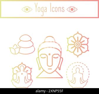 Ensemble de vecteur d'icônes de yoga Illustration de Vecteur