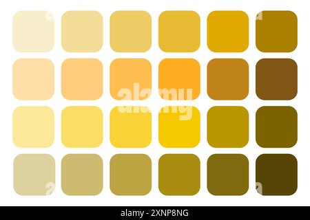 Palette de couleurs de dégradé. Nuances de jaune. Tons terreux chauds. Nuanciers vectoriels. Illustration de Vecteur