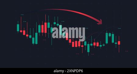 Down tren des graphiques du marché boursier et graphique de trading forex dans le concept de tendance vers le haut pour l'investissement financier ou les idées d'affaires de tendances économiques Illustration de Vecteur