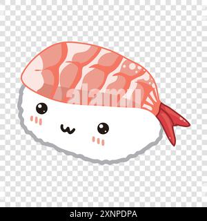 Sushi aux crevettes cuites mignons Illustration de Vecteur