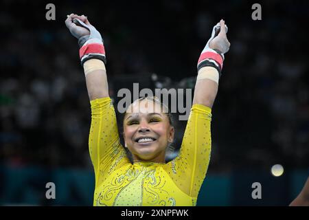 Flavia Saraiva ( SOUTIEN-GORGE ) bars inégaux, gymnastique artistique, finale polyvalente féminine&#39;s pendant les Jeux Olympiques de Paris 2024 le 1er août 2024 à Bercy Arena à Paris, France crédit : Agence photo indépendante/Alamy Live News Banque D'Images