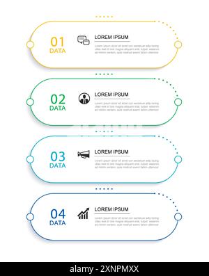 modèle d'index de ligne fine pour 4 infographies de données. Arrière-plan abstrait de l'illustration. Peut être utilisé pour la mise en page du flux de travail, l'étape métier, la bannière, la conception Web. Illustration de Vecteur