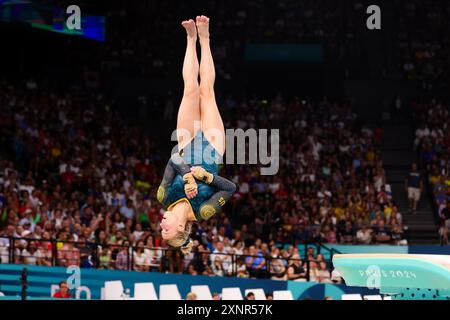 Paris, France, 1er août 2024. Ruby Pass of Australia jouant sur la voûte lors des Jeux Olympiques de Paris 2024 gymnastique artistique WomenÕs finale All-Round à la Bercy Arena le 1er août 2024 à Paris, France. Crédit : Pete Dovgan/Speed Media/Alamy Live News Banque D'Images