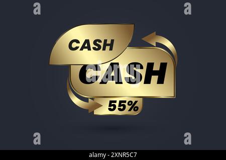 Un concept de bannière de remboursement jusqu'à 55 pour cent modèle de vente. Remboursement et retour d'argent après achat offre spéciale commerce Financial deal vector illustr Illustration de Vecteur