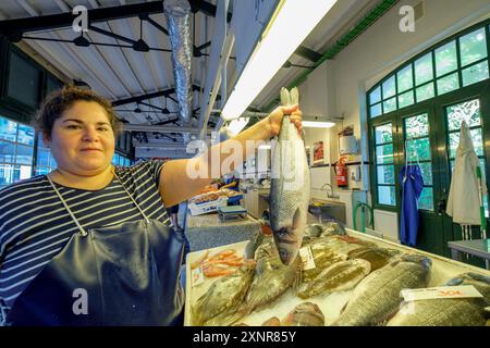 Marché aux poissons, Mahon, Minorque, îles baléares, Espagne Banque D'Images