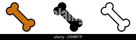 Jeu d'icônes d'os de chien. Icône de contour noir de l'os. Symbole d'os de chien. Illustration de Vecteur