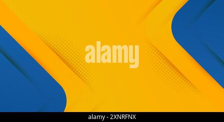 Modèle de bannière de style jaune, bleu et demi-teintes pour la promotion dans la conception vectorielle de concepts de bannière bleue et jaune pour le marketing social, illustration Illustration de Vecteur