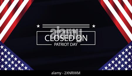 Fermeture du Patriot Day Rejoignez-nous pour nous souvenir de nos héros Illustration de Vecteur