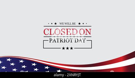Fermeture du Patriot Day Rejoignez-nous pour nous souvenir de nos héros Illustration de Vecteur