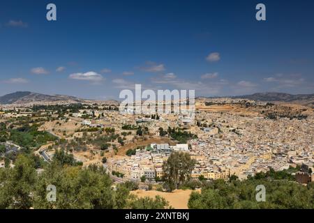 Belle vue panoramique sur Fès Fès, Fès-Meknès, Maroc Banque D'Images