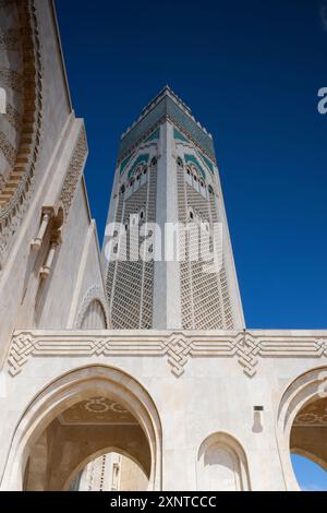 Mosquée Hassan II, deuxième plus grande mosquée en activité en Afrique Casablanca, Casablanca-Settat, Maroc Banque D'Images