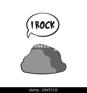 Pierre avec une citation je rock. Illustration vectorielle drôle pour tshirt, site Web, impression, clip art, affiche et impression sur demande marchandises. Illustration de Vecteur