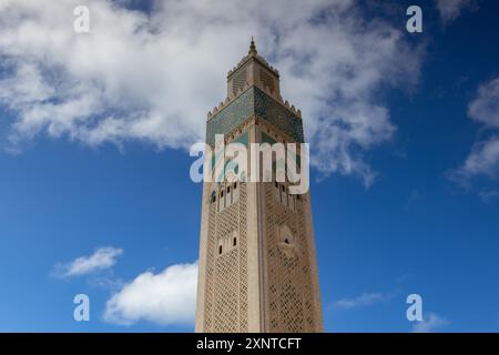 Mosquée Hassan II, deuxième plus grande mosquée en activité en Afrique Casablanca, Casablanca-Settat, Maroc Banque D'Images