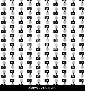 Modèle sans couture vectoriel avec appareil photo à l'ancienne. vecteur de photographe de modèle sans couture de caméra 35mm, cadeau, presse, fond de tuile de papier d'emballage. Illustration de Vecteur