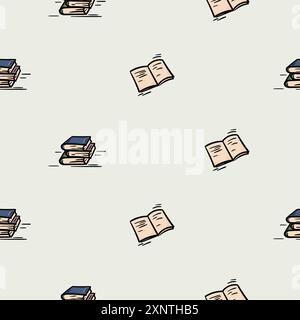 Motif transparent lumineux avec des icônes de livres, manuels et cahiers. Illustration liée à l'école, l'apprentissage, l'automne Illustration de Vecteur