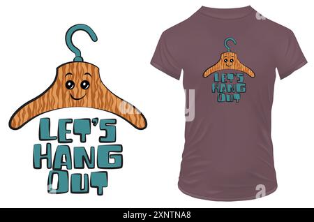 Traînons. Cintre de dessin animé mignon avec une citation drôle. Illustration vectorielle pour tshirt, site Web, impression, clip art et imprimer sur demande Illustration de Vecteur