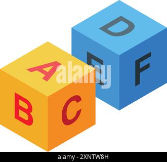 Les blocs de jouets colorés montrant des lettres de l'alphabet développent la créativité Illustration de Vecteur