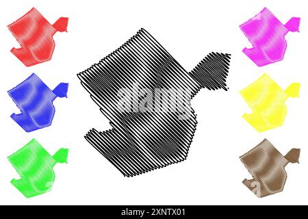 Carte de la municipalité de Zeewolde (Royaume des pays-Bas, pays-Bas, province de Flevoland) illustration vectorielle, scribble sketch carte de Zeewolde Illustration de Vecteur