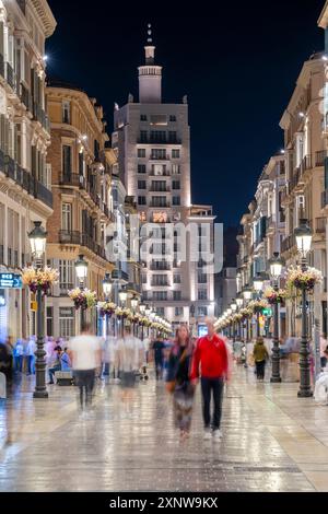 Calle marques de Larios rue piétonne et commerçante, Malaga, Andalousie, Espagne Banque D'Images