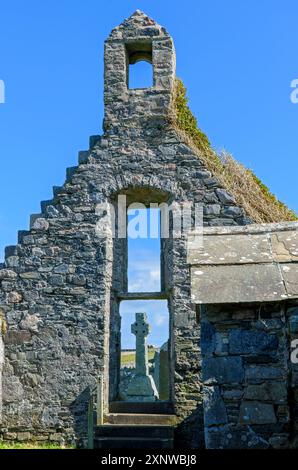 L'ancienne église (datée du 1619) et le cimetière de Balnakeil près de Durness, Sutherland, Scotland, UK. Banque D'Images