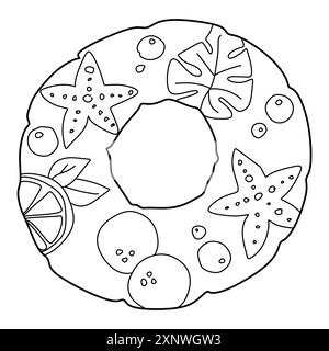 Icône d'anneau gonflable. Équipement de plage. Illustration vectorielle dessinée à la main. Doodle cercle de natation isolé sur fond blanc. Thème vacances et été Illustration de Vecteur