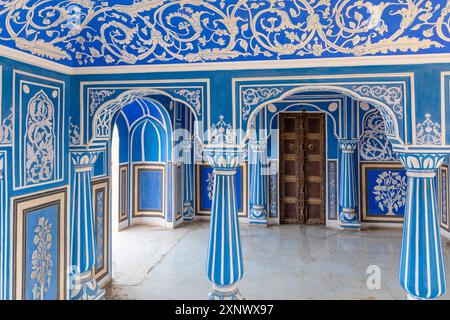 Chhavi Niwas, la salle bleue au Palais de la ville, Palais de la ville, Jaipur, Rajasthan, Inde, Asie du Sud, Asie Copyright : NeilxFarrin 1126-2285 Banque D'Images