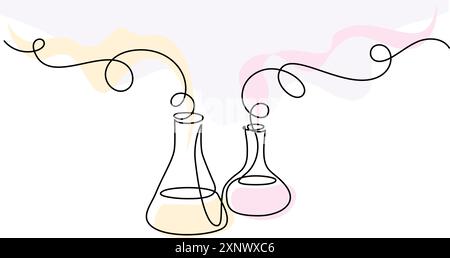 La chimie rassemble l'équipement avec le concept de molécules. Illustration de Vecteur