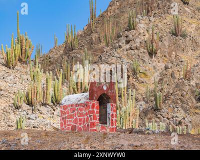 Petit sanctuaire à Puerto Refugio à l'extrémité nord de l'île Angel de la Guarda, basse Californie, mer de Cortez, Mexique, Amérique du Nord Banque D'Images