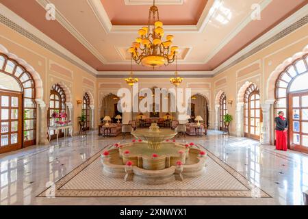 Rambagh Palace Hôtel, Jaipur, Rajasthan, Inde, Asie du Sud, Asie Banque D'Images