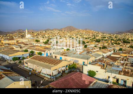 Sur la ville de Keren dans les hautes terres de l'Erythrée, l'Afrique Banque D'Images