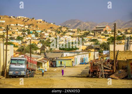 Sur la ville de Keren dans les hautes terres de l'Erythrée, l'Afrique Banque D'Images