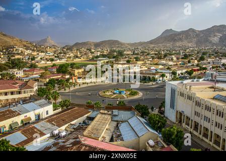 Sur la ville de Keren dans les hautes terres de l'Erythrée, l'Afrique Banque D'Images