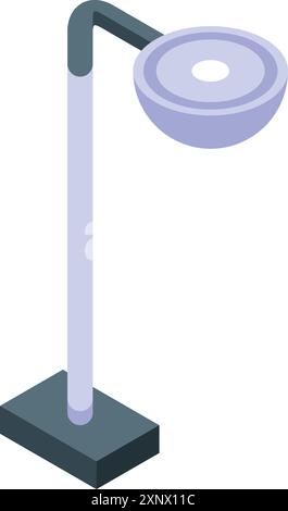 Lampadaire moderne avec une forme ronde illumine la rue la nuit, icône isométrique Illustration de Vecteur
