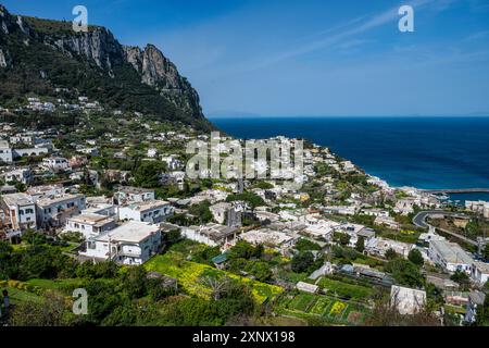 Vue sur l'île de Capri, golfe de Naples, Campanie, Italie, Europe Banque D'Images