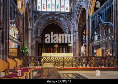 Maître-autel dans la cathédrale de Manchester, Manchester, Angleterre, Royaume-Uni, Europe Banque D'Images